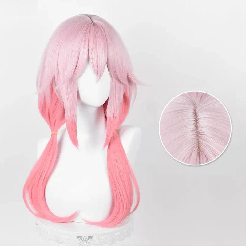 Yuzuriha Inori Cosplay Wig Anime Long Pink Gradient Women Wig Heat Resistant Synthetic Hair Halloween Party Wigs + Wig Cap