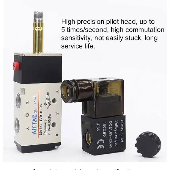AIRTAC Original Pneumatic 5/2 Way Solenoid Valve 4V110-06 4V210-08 4V310-10 4V410-15 12V 24V 110V 220V Direction Control Valve