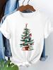 (Asian Size) letter style  Short Sleeve T-shirts  Merry Christmas Women's Top O-neck T Shirt Print  Fashion Casual New Year Clothing Graphic Tee