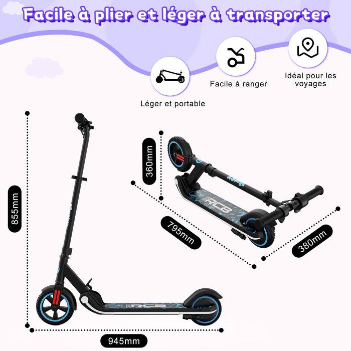 Trottinette Electrique Enfants 6-12 Ans - RCB - Écran LED - Néons Colorés - Vitesse Et Hauteur Réglables Cadeau Idéal Noir