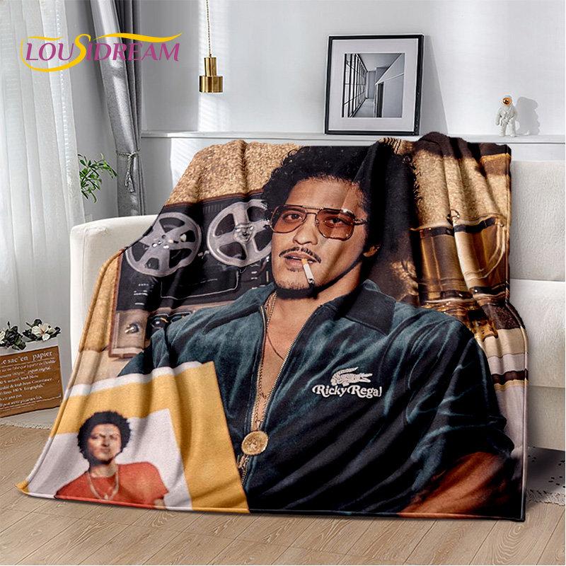 3D HD Bruno Mars Sänger Star Weiche Plüschdecke, Flanelldecke Überwurfdecke für Wohnzimmer Schlafzimmer Bett Sofa Picknick Abdeckung Kinder