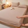 Pure Cotton Weave Washed Fitted Sheet - Solid Stripe Mattress Protector