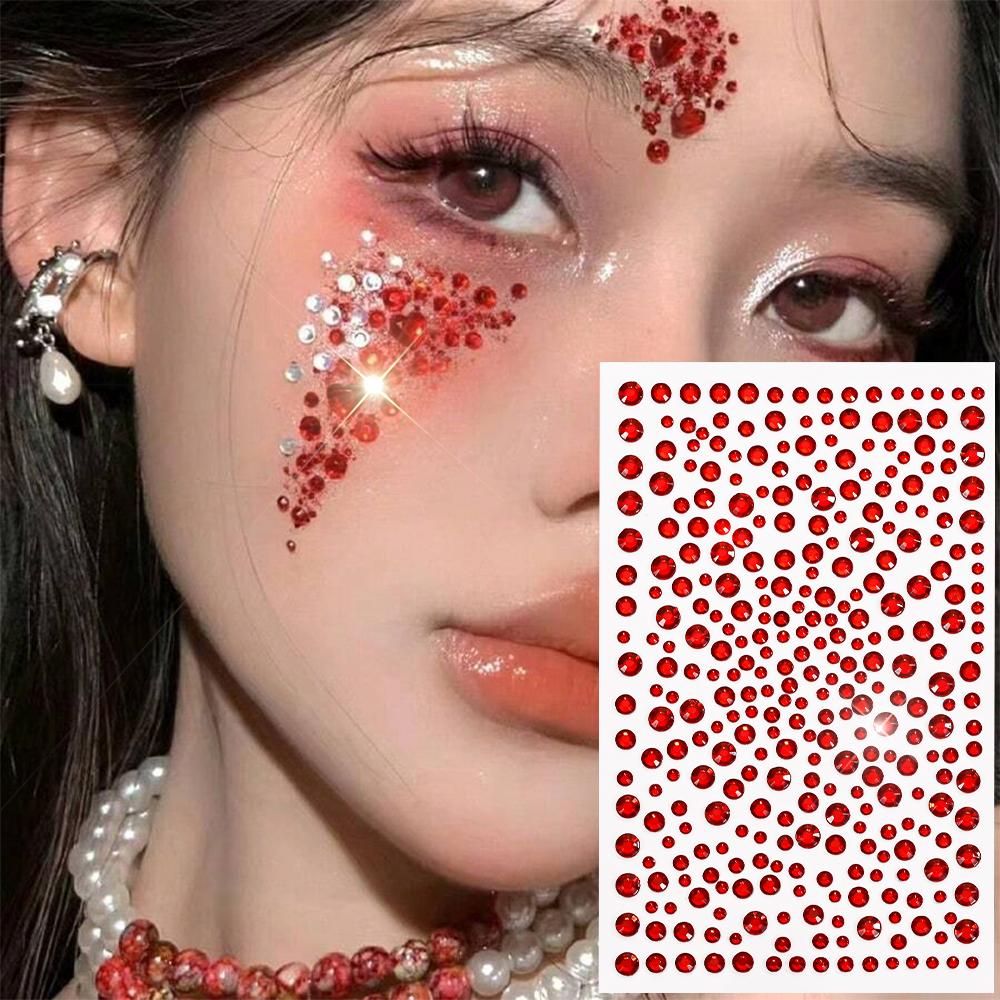 3D Strass Gezichtstattoo Stickers Voor Festival Glitter Make-up Sieraden Sticker Op Gezicht Kristallen Edelstenen Juwelen Diamanten Decoratie