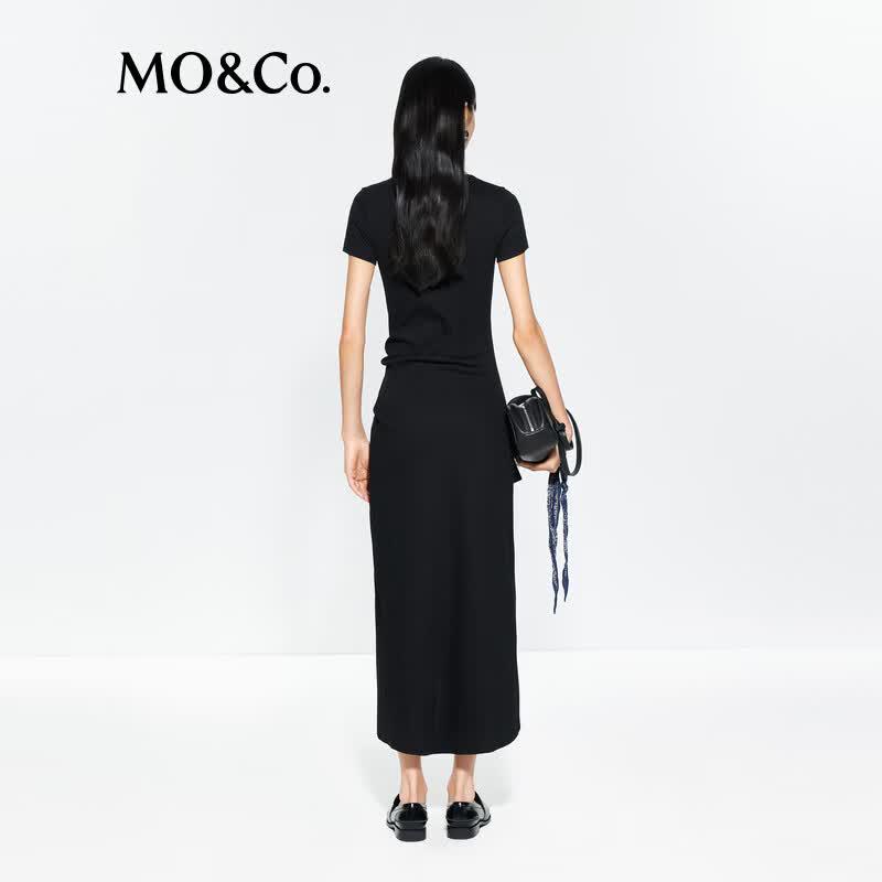 MO&Co. A-Line U-Neck Irregular Hem Long Dress