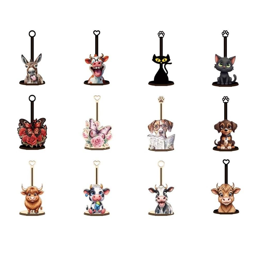 Animal Themed Kitchen Towel Rack Wooden Roll Paper Standing Rack  For Kitchen