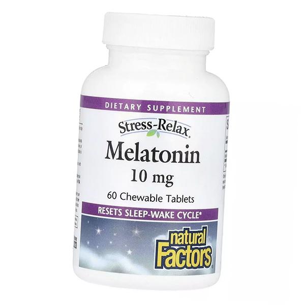Melatonin In Tablets, Stress Relax Melatonin 10, Natural Factors  60tab (72406012)