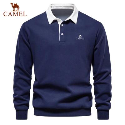 Polo da uomo a maniche lunghe in puro cotone ricamato per primavera e autunno, nuovo top multifunzionale alla moda e casual