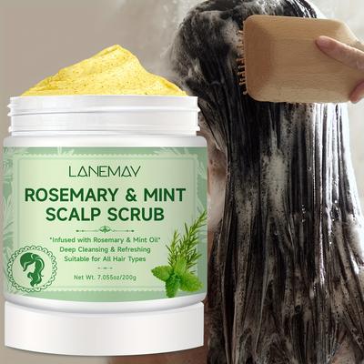 Scrub per il Cuoio Capelluto Rosmarino & Menta - Pulizia Profonda, Massaggia Delicatamente il Cuoio Capelluto, Rinforza le Radici dei Capelli - Adatto a Tutti i Tipi di Capelli