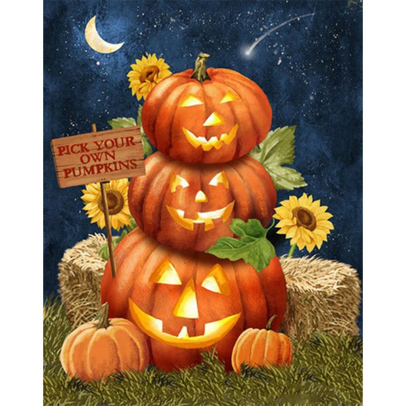 5D Diy Diamond Painting Pumpkin Halloween Gift Cross Stitch Kit Full Drill Embroidery Mosaic Art Picture Of Rhinestones Decor