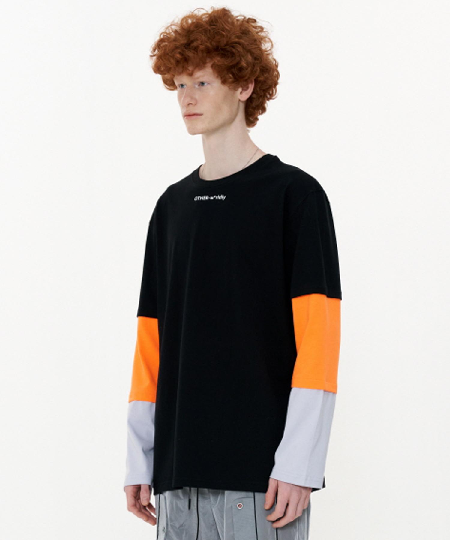 Ader Worldly Triple Sleeve T-Shirt [Black Orange Purple] Black/Free