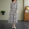Striped Printed Round Neck Long Sleeved Dress