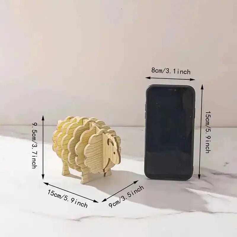 Wooden Sheep Coaster, Heat-Resistant Pad for Home and Office, Creative Table Decor and Cute Figurine for Collection