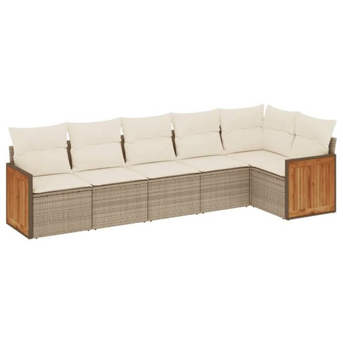 VidaXL Salon de Jardin avec Coussins 6 pcs, Canapés de Patio, Ensemble de Meubles, Mobilier de Terrasse Extérieur, Beige 3260070