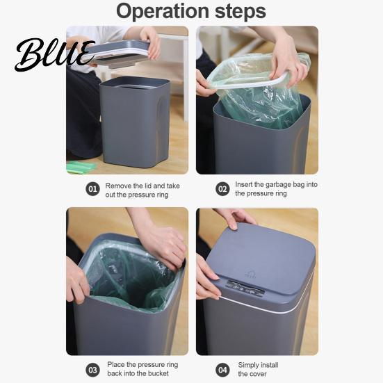 Automatic Lid Kitchen Bin Trash Can Touchless Waste 12L 14L 16L Capacity Waterproof Motion Slim Square for Bedroom Sensor Garbage Can with Bathroom,