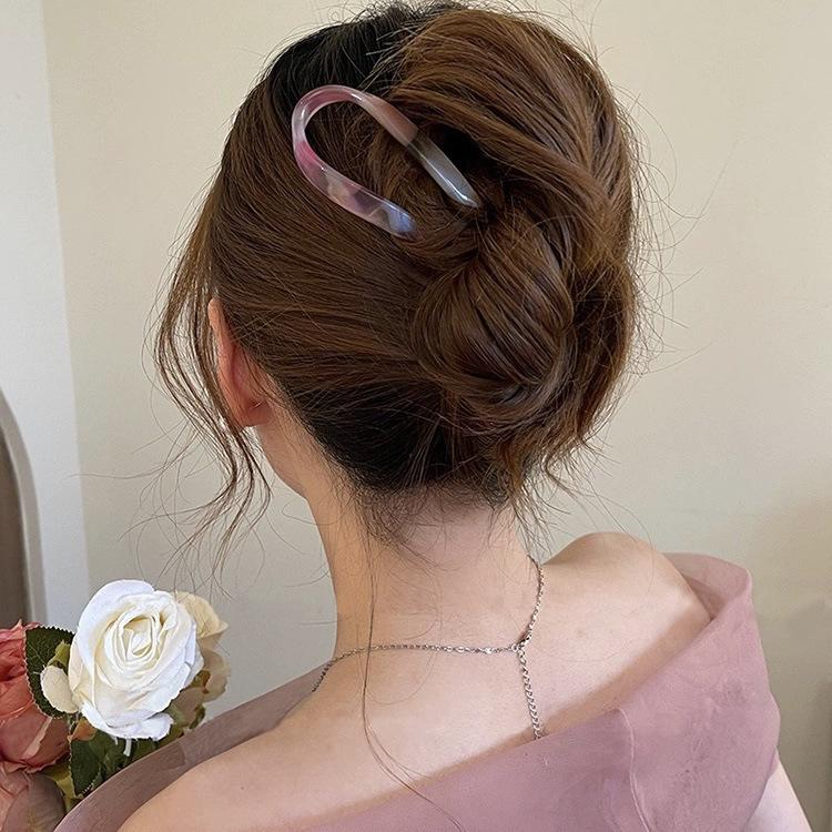 Elegant Acetate U-Shaped Hairpin, High-End Feel, Cute Bun Tool, New 2025 Women’s Headwear, Instagram-Ready Accessory