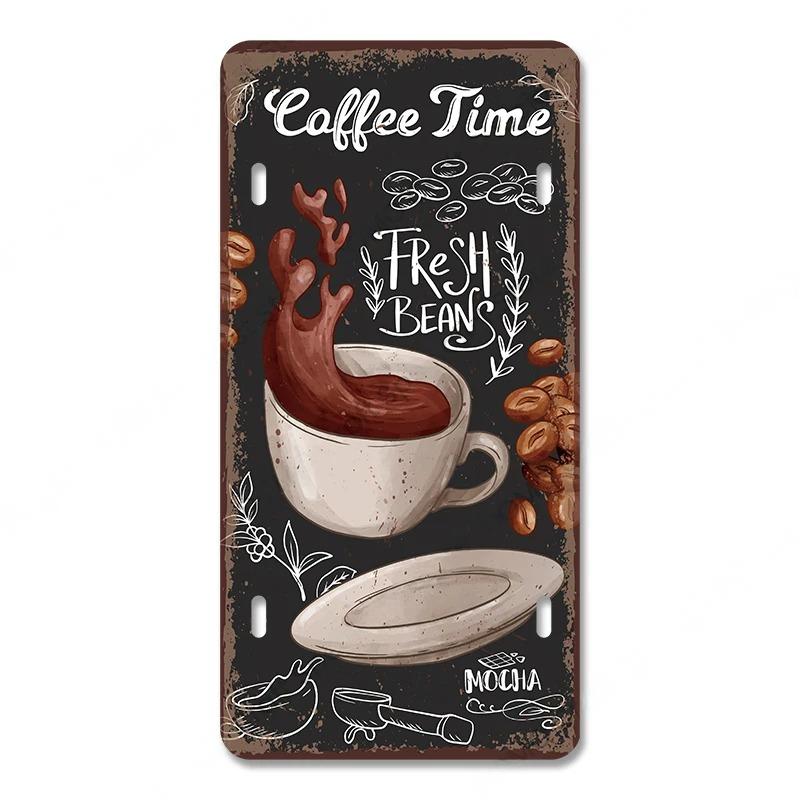 Coffee Licenses Vintage Metal Tin Signs Retro Plate Coffee Time Posters Plaques for Cafe Kitchen Living Room Home Wall Art Decor