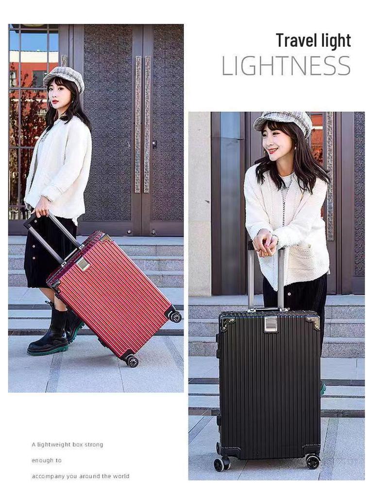 24" Large Capacity Aluminum Frame Travel Suitcase with Pull-handle and Universal Wheels for Students and Tourists