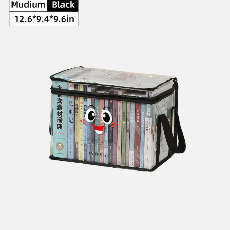 Transparent PVC Book Storage Box With Sturdy Handles And Large Capacity Perfect For Home Office School Dorm Storage