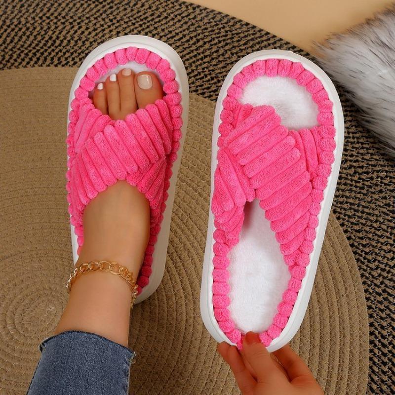 Winter new women's thick-soled cotton slippers simple casual and comfortable home support solid color