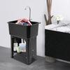 Freestanding Utility Sink with Faucet, Storage Shelf & 360° Adjustable Spout - Black PP Modern Laundry Tub, Single Hole Faucet