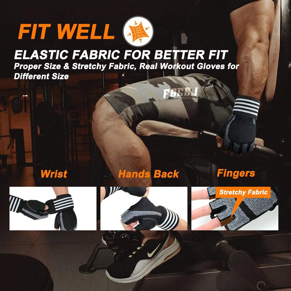 Trainingshandschuhe für Männer und Frauen, Trainingshandschuhe zum Gewichtheben, Handgelenkbandagen, Unterstützung im Fitnessstudio, fingerloser Griff, rechts für Hanteln, Radfahren