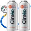 Climeo 3W1 2X400ml + Šļūtene ar manometru - Ekoloģisks aukstumaģents + R134A/R12 blīvētājs | Autonomā gaisa kondicionēšanas apkope