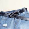 Unisex Gothicism Leather Belt Comfortable Elastic Waist Belt Stretchable Belt for Music Festivals