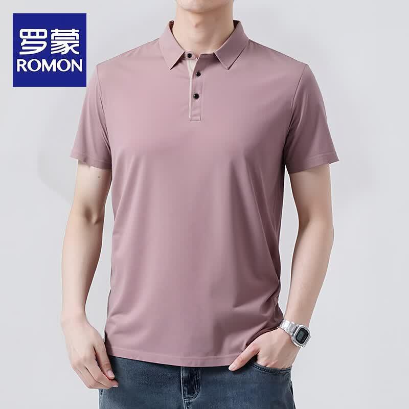 Romon Men s Seamless Short-Sleeve Polo Shirt 2XL