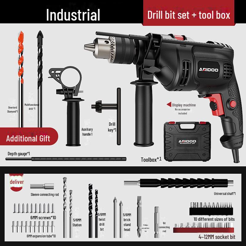 High-Power Dual-Function Electric Drill & Hammer for Household Use
