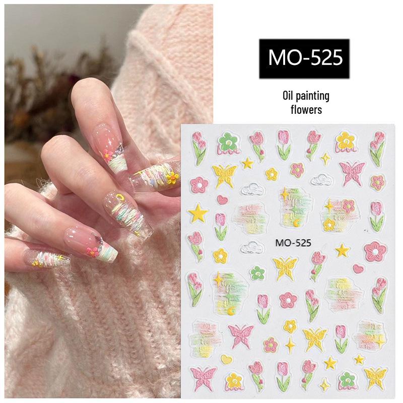 

Новые 3D тисненые наклейки для ногтей с маленькими ромашками 2025