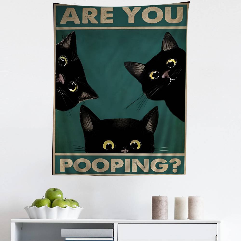 Are You Pooping Bathroom Sign Funny Cat Quotes Hanging Bohemian Tapestry Indian Buddha Wall Decoration Witchcraft Hippie Cheap