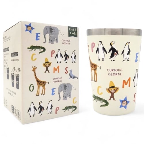 

Curious George Stainless Steel Tumbler, 450ml, Fits Convenience Store Coffee, Stylish Vacuum Insulated Mug (Animal Ivory)