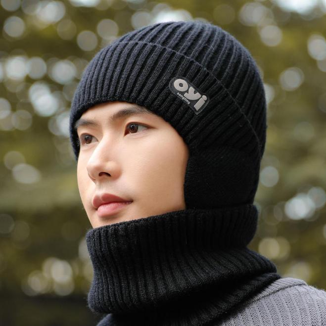 Woolen Hat for Men In Winter Windproof Large Brim Warm and Cold Hat New Knitted Hat Autumn and Winter Cold Proof Hat for Men