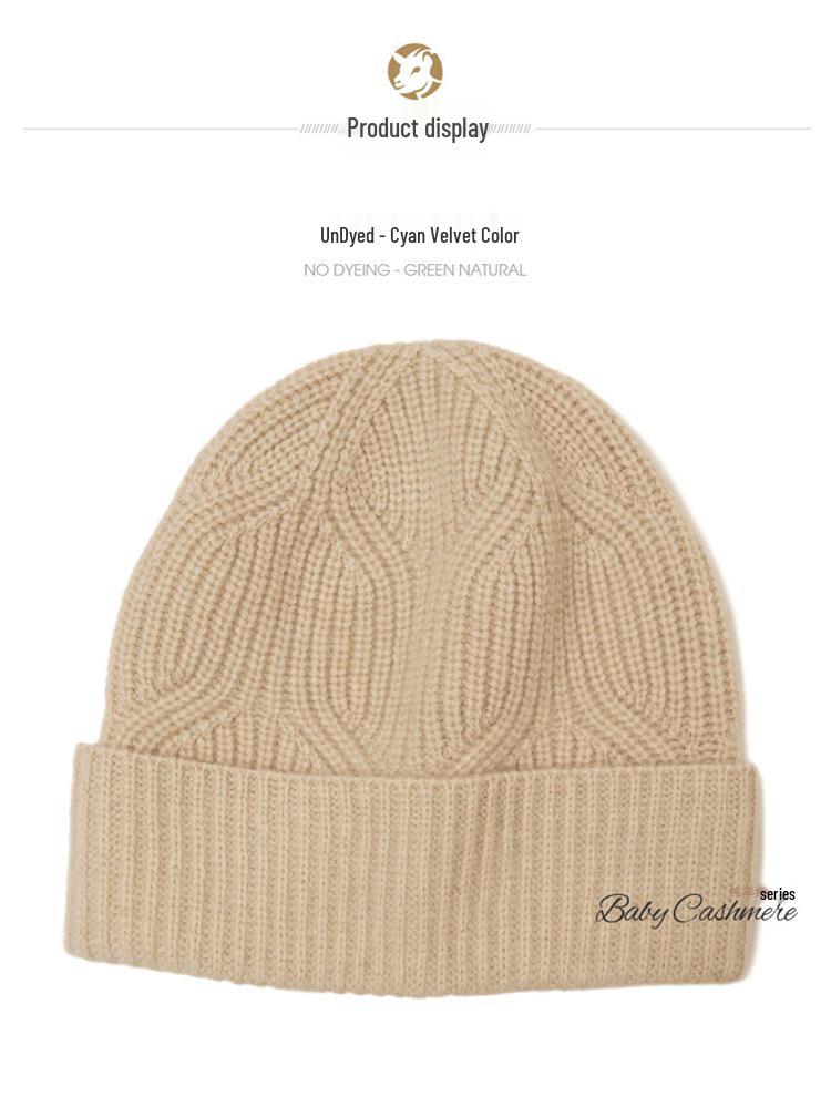Unisex 100% Pure Cashmere Hat - Stylish Knitted Cold-Weather Essential for Autumn and Winter