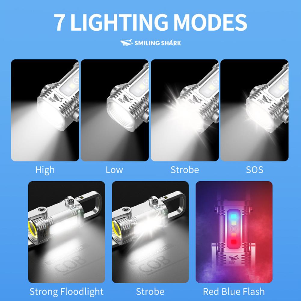 Rechargeable Keychain Flashlights1200 Lumens EDC COB Work Light 7 Modes Emergency Keychain Light for Walking Searching Hiking
