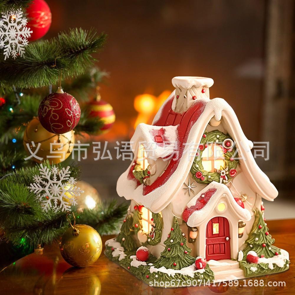 New Christmas Snow House Aromatherapy Burner Night Light Home Living Room Christmas Atmosphere Ornament Creative Ornament