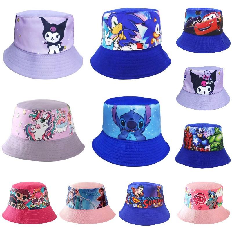 Cartoon Kids Fishing Hat With Sun Protection In Cars Stitch Spiderman And More!