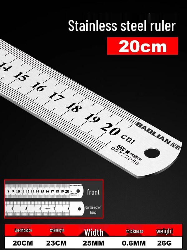 Ally 200mm Stainless Steel Ruler Set