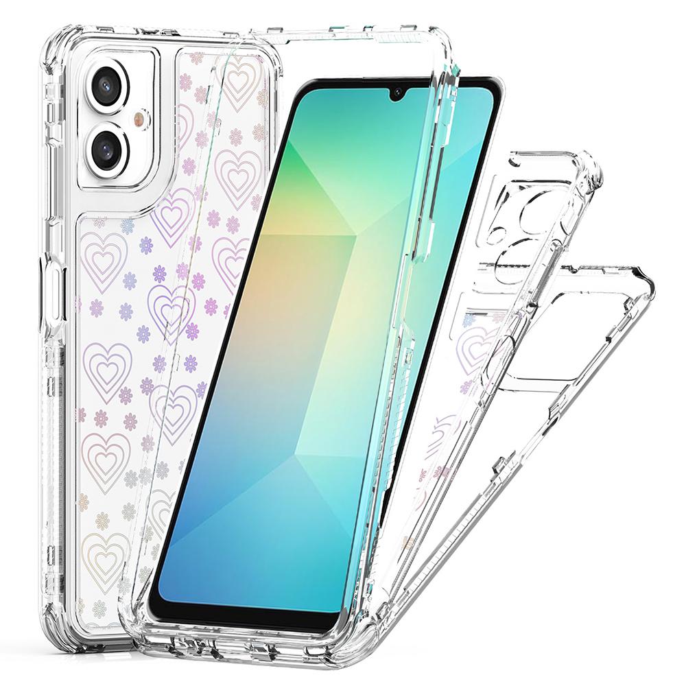 

For Samsung Galaxy A06 4G Case Acrylic TPU Clear Phone Cover with Laser-printed Film Hearts