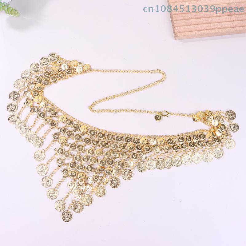 1 Pc Triangle Belly Dance Waist Chain, Sequined Tassel Waist Ornament, Oriental Dance Metal Waist Chain