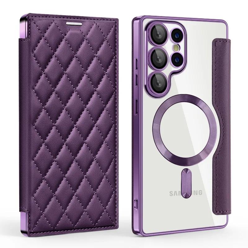 Card Holder Magnetic Leather Case for Samsung Galaxy S25 Ultra S24 Plus S23 FE S22 5G Wireless Charging Shockproof Flip Cover