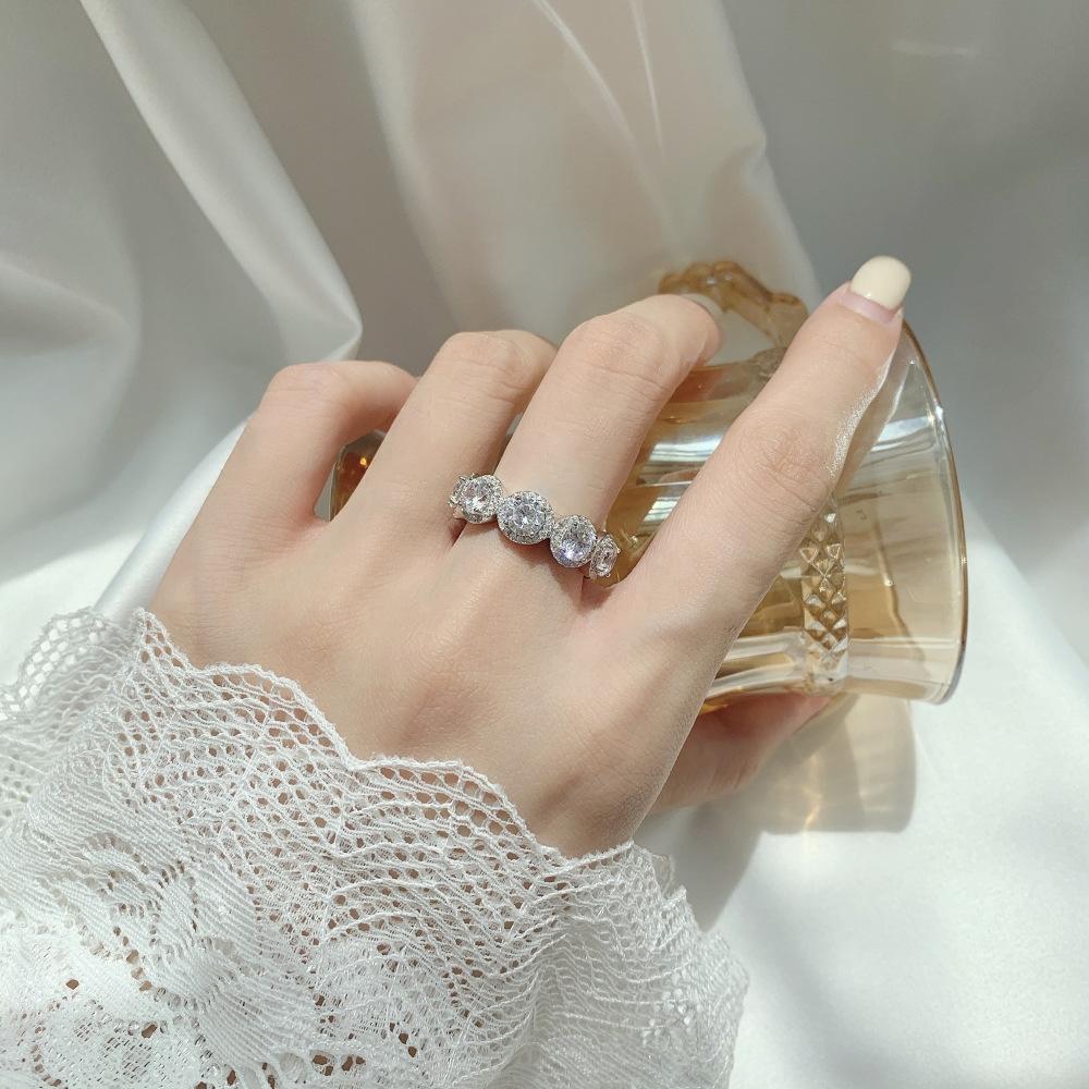 Tancise Women Classic 925 Sterling Silver  Zircon Ring Ladies Jewelry Wedding Promise Party Gift