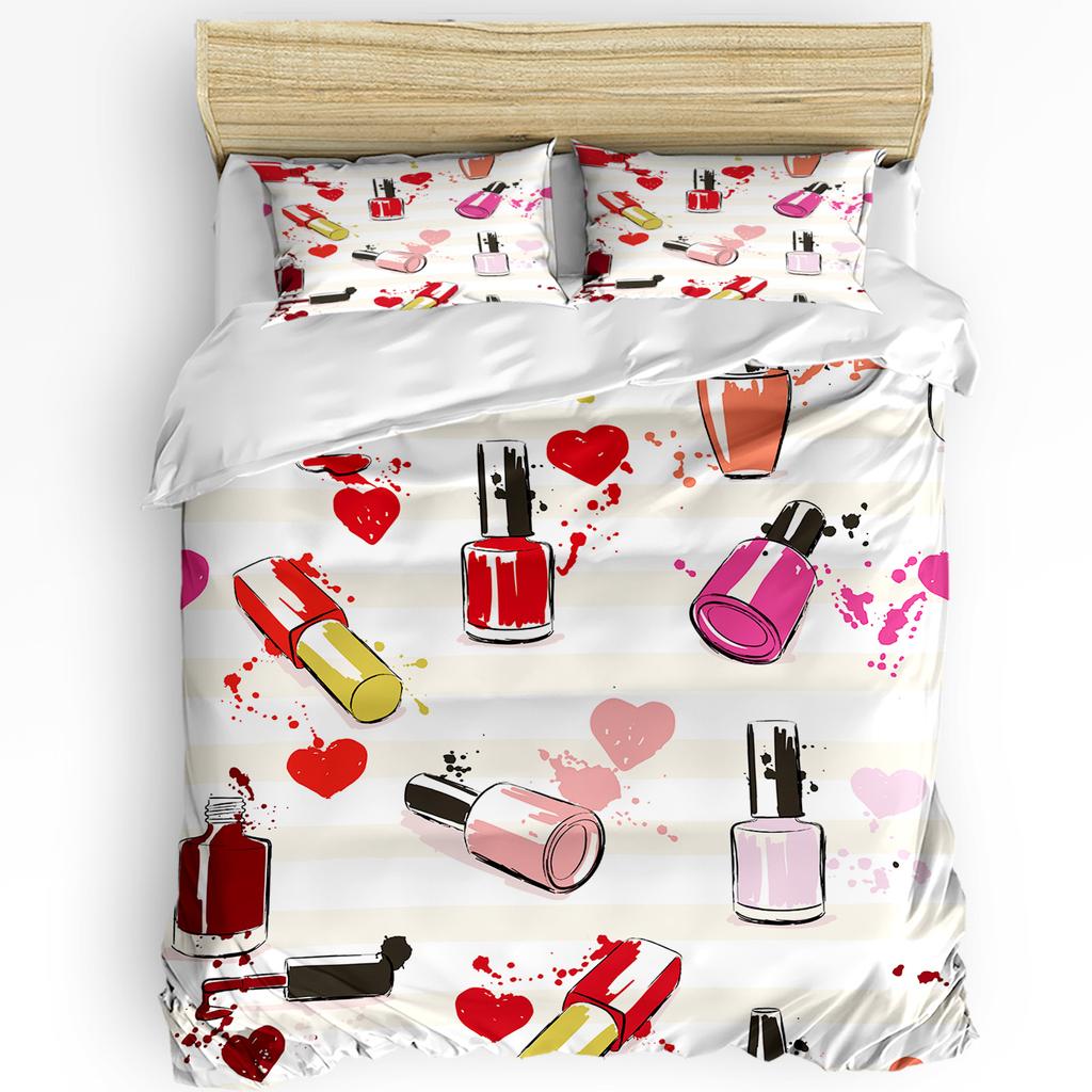 Hand Drawn Cherry Blossoms Art Bedding Set Comforter Duvet Cover Pillow Shams Fantasy Bridal Garden Double Bed Set