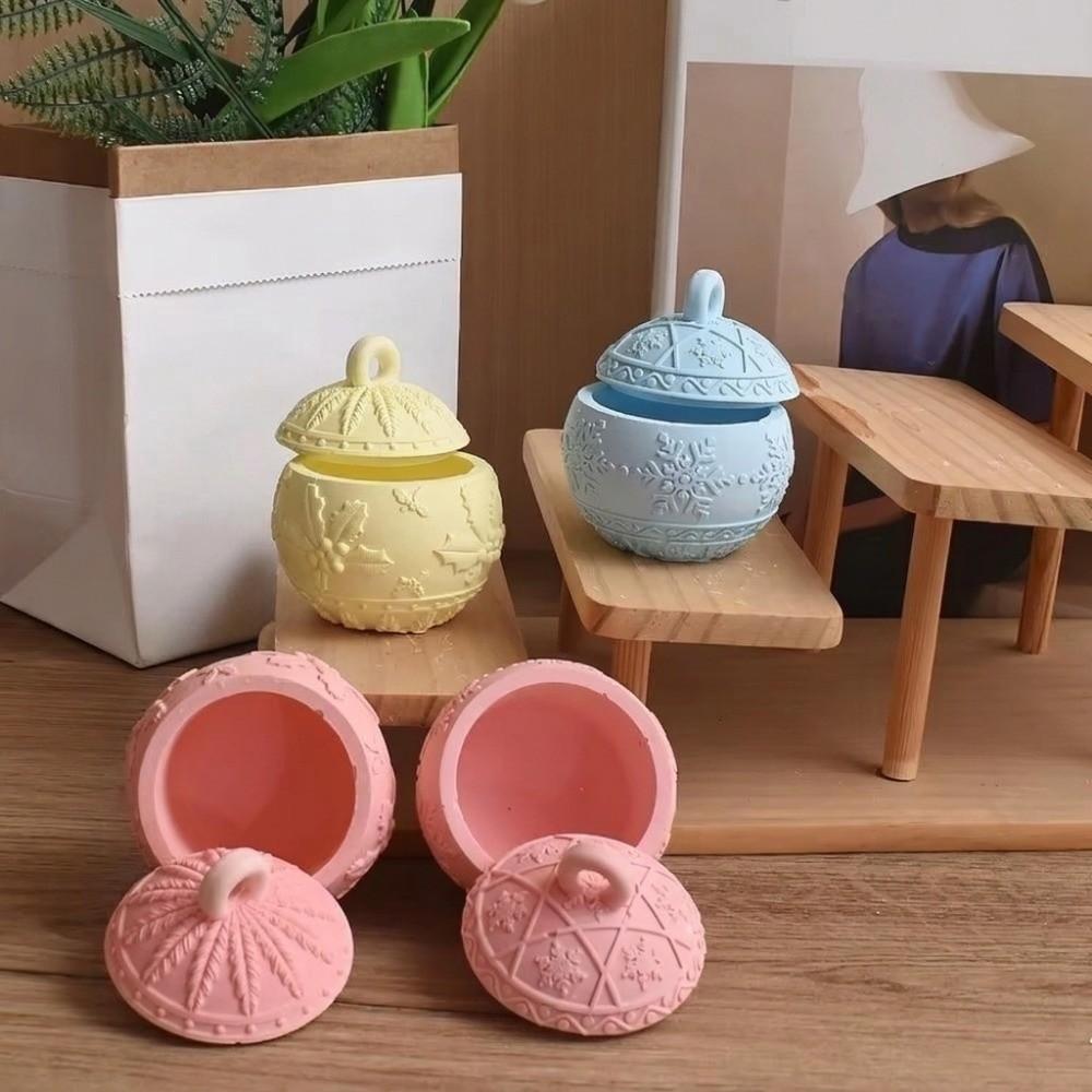 3D Embossed Pattern Snowflake Candle Cup Mold Ball Shape Berry Embossed Jar Mold  Easy Demold
