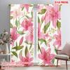 2pcs,2D Plane Printing Popular Curtain Panels Pink Lily Blossoms Versatile Fabric (without Rod) Gifts for Bedroom, Living Room,