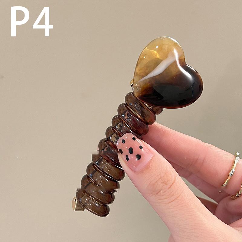 1Pc Heart Elastic Rubber Bands For Women Girls Telephone Wire Hair Ties Loop Spiral Coil Hairbands Ponytail Holder Accessories