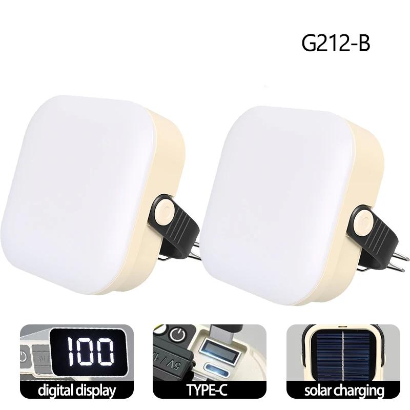 Solar Camping Lights 12 Modes Type C Rechargeable Lamp Outdoor Hanging Light Portable Fill Lantern Work Maintenance Lighting