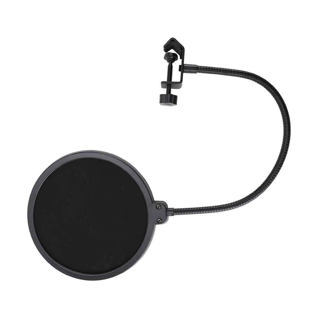 Mic Pop Filter Double Layered Nylon Mesh Microphone Pop Shield with Flexible 360° Gooseneck Clip for