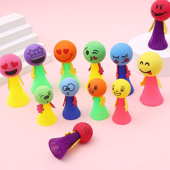 10Pcs Spring Jumping Man Toy Press Kids Bouncing Cartoon Expression Ball