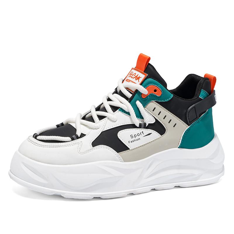 Casual Sneakers For Men Shoes Thick Bottomed Trendy Footwear Young High Top Leather Red Trend Casual Shoes Outdoor